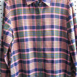 Lands' End Women's Flannel Plaid boyfriend shirt, NWT
